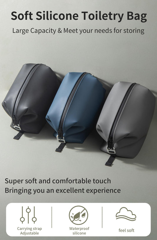Onbagway toiletry bag folded flat for compact carry-on storage