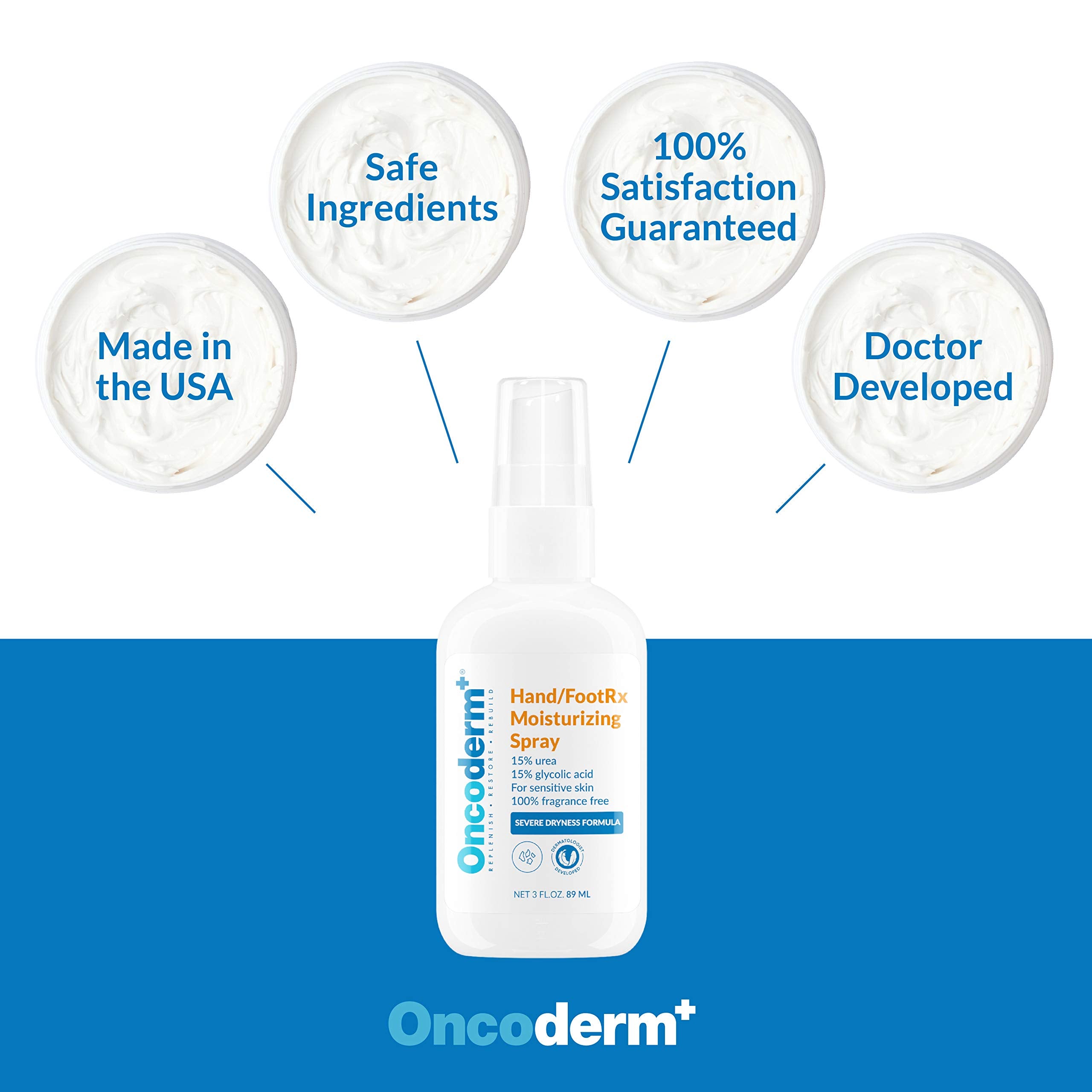 Oncoderm Hand FootRx spray features botanicals and ceramides for nourishment.