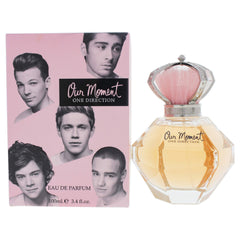One Direction Our Moment eau de parfum spray bottle close-up highlighting long-lasting wear.