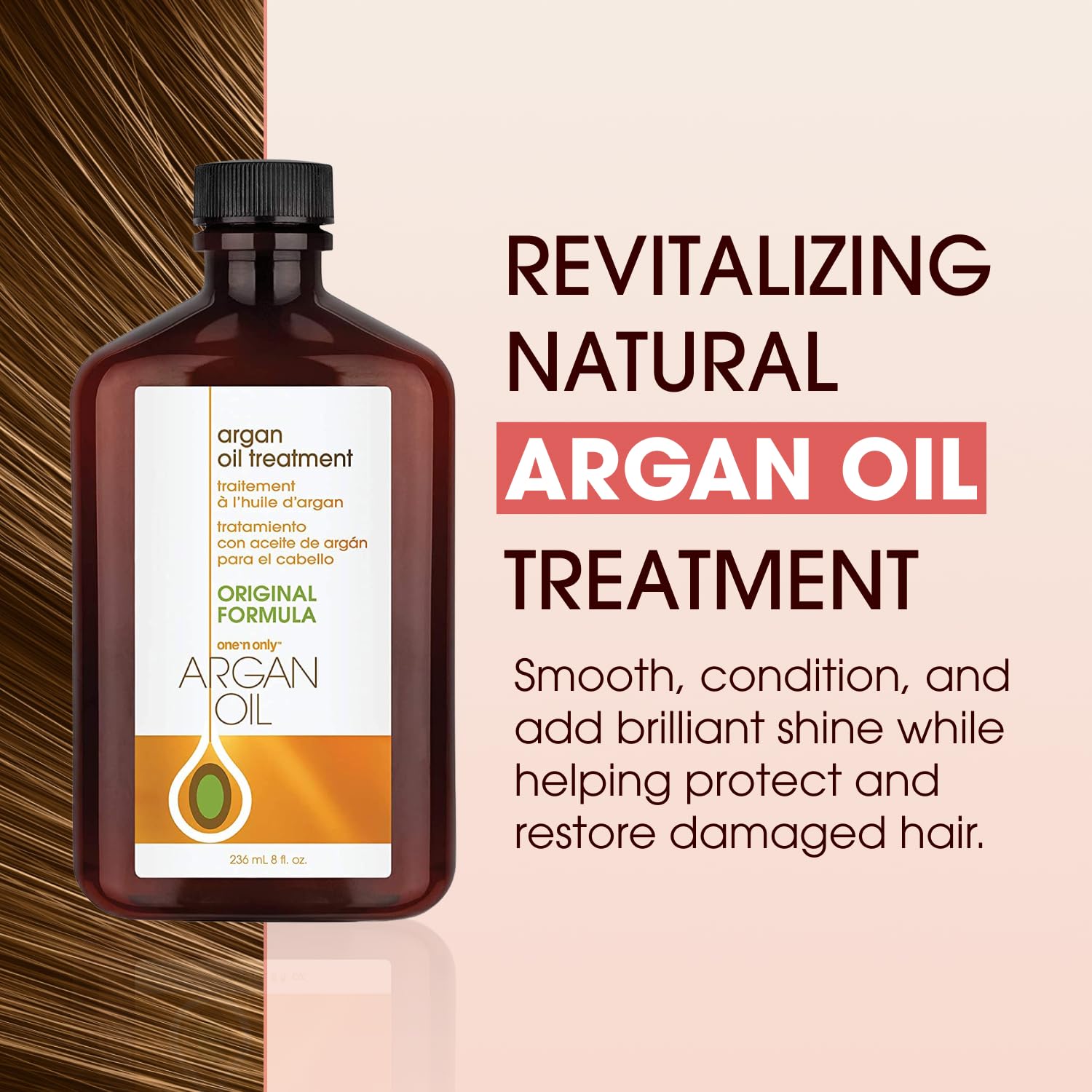One 'N Only Argan Oil Hair Treatment on ends delivers glossy, frizz-free shine.
