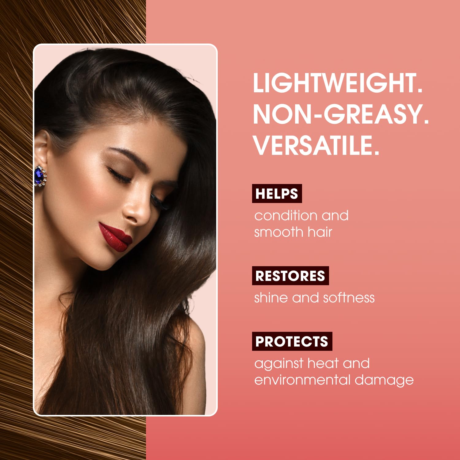 One 'N Only Argan Oil Hair Treatment smooths frizz and flyaways.