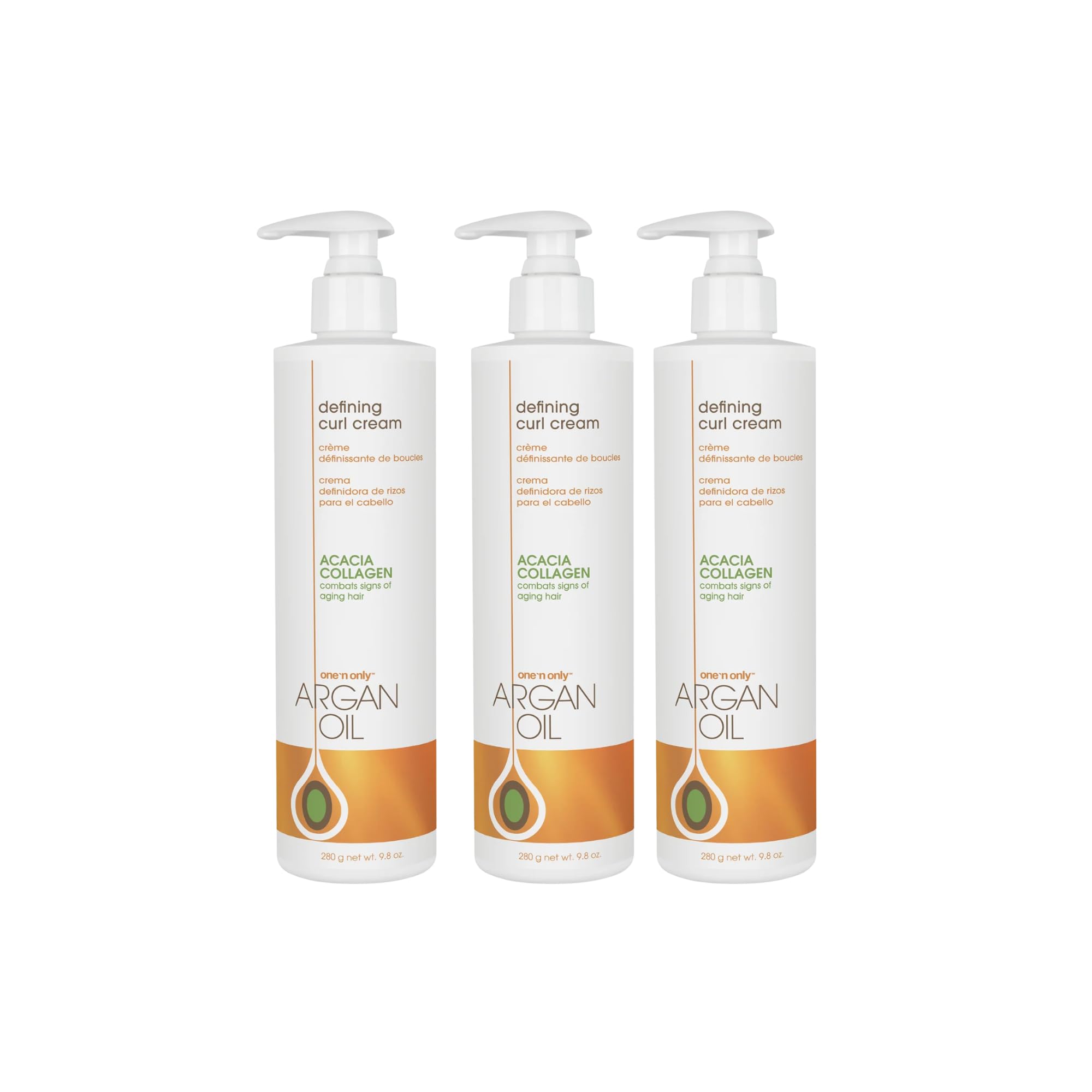 One 'N Only Defining Curl Cream bottle with argan oil offering frizz control.