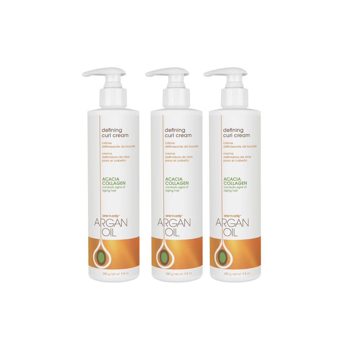 One 'N Only Defining Curl Cream bottle with argan oil offering frizz control.