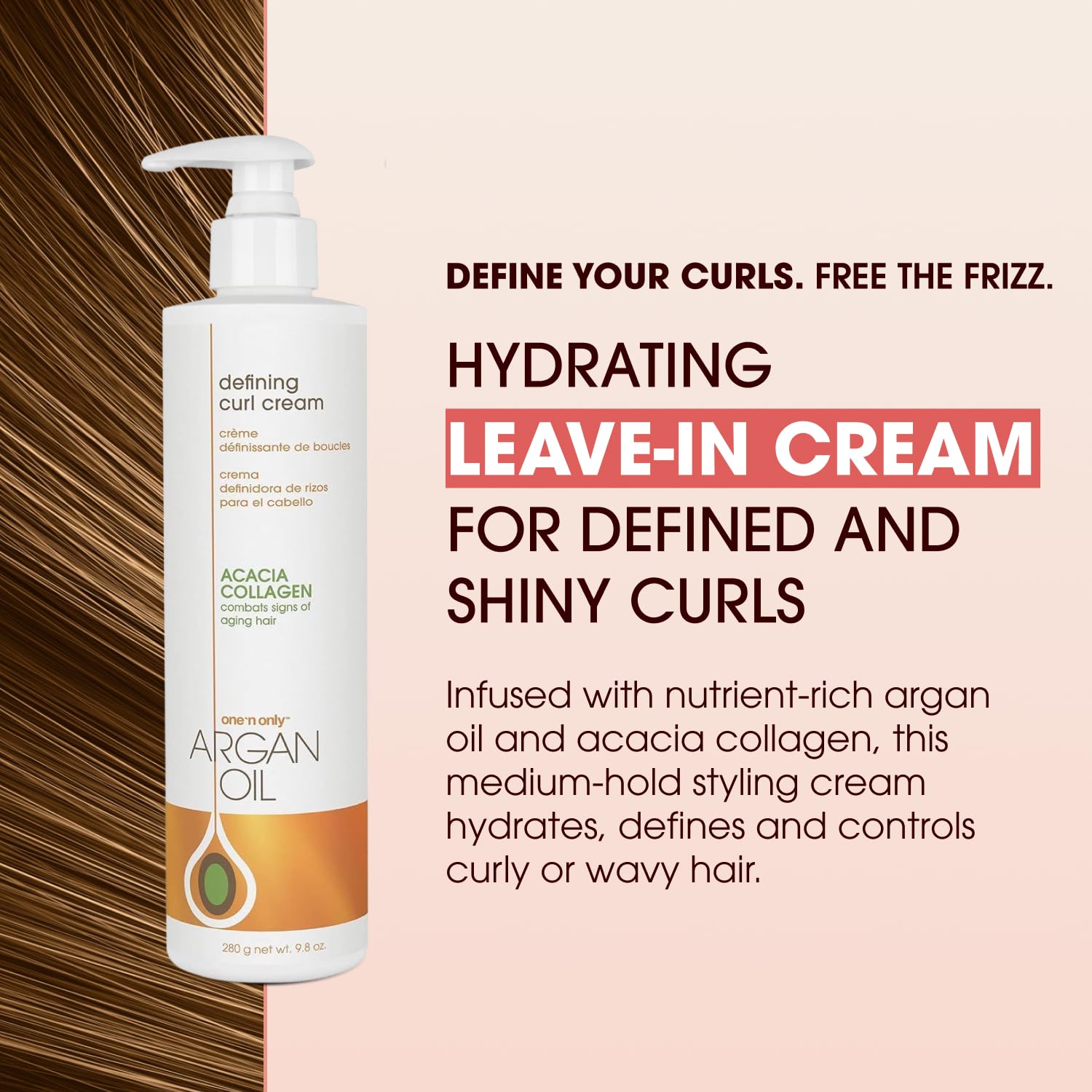 One 'N Only Defining Curl Cream pack showing lightweight, non-sticky hydration.