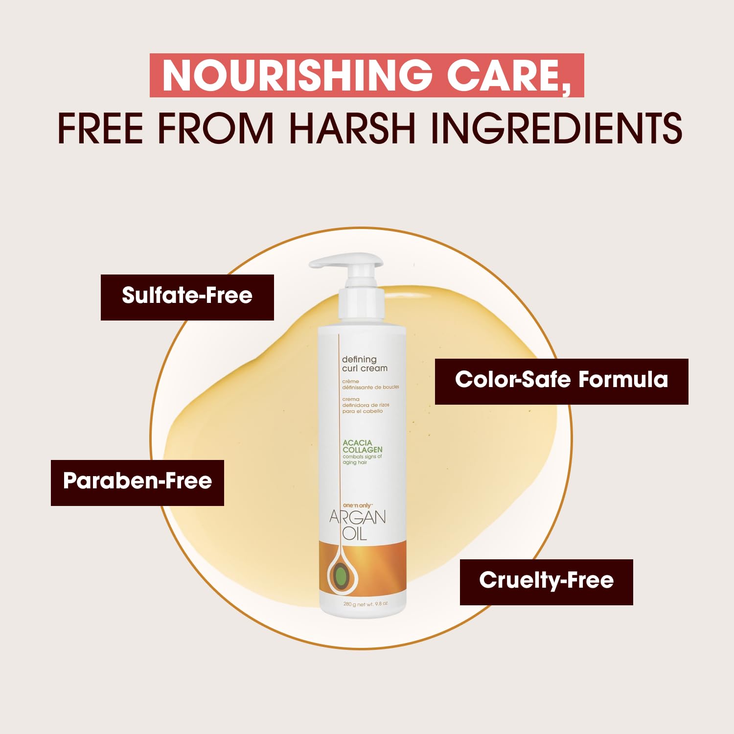 One 'N Only Defining Curl Cream for naturally curly hair delivering defined waves.
