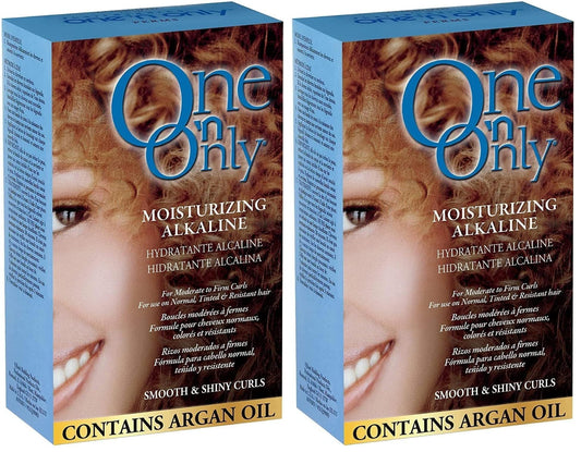 One 'n Only moisturizing alkaline perm bottle with argan oil nourishes and protects hair.