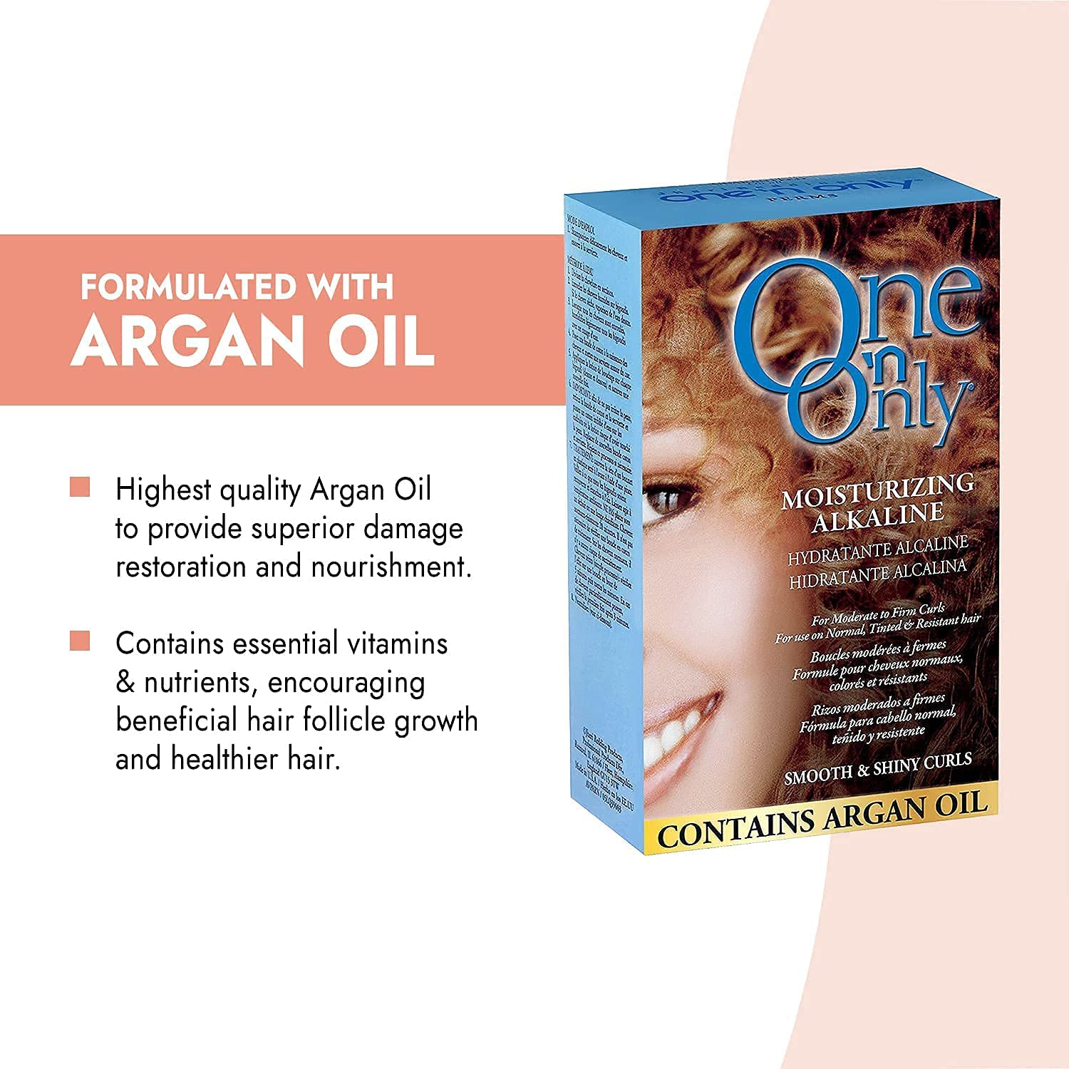 One 'n Only perm lotion application shows controlled curl definition and easy manageability.