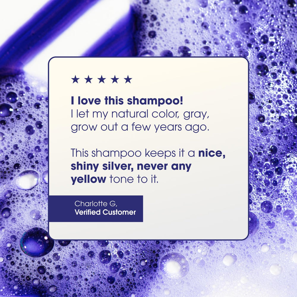 One 'N Only Shiny Silver Purple Shampoo highlights cool gray tones