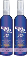 One 'N Only Shiny Silver Ultra Shine Spray brightens purple hair with UV protection.