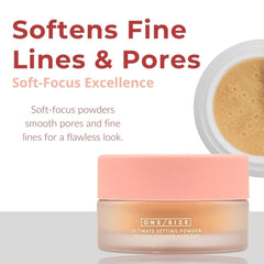 One/Size Mini powder applied on cheek for soft-matte finish.