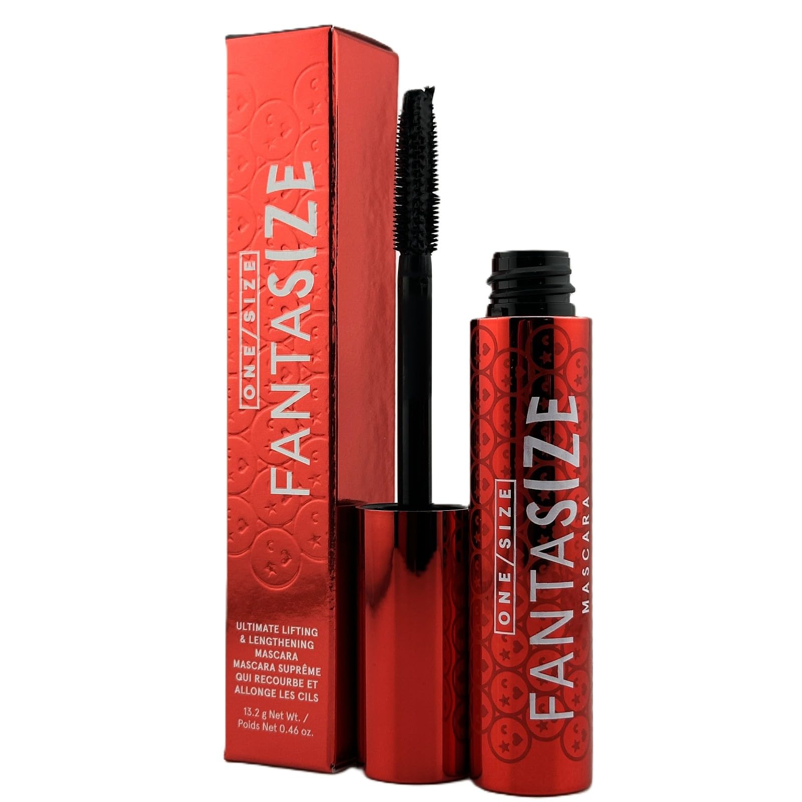 ONE/SIZE Fantasize mascara bottle with rich black pigment for bold, defined lashes