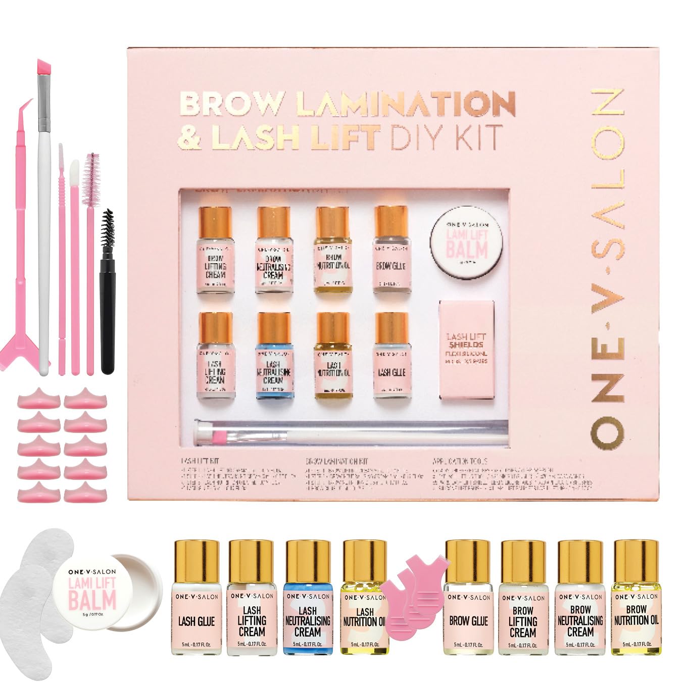 One V Salon brow lamination and lash lift kit box, ready for at-home transformation
