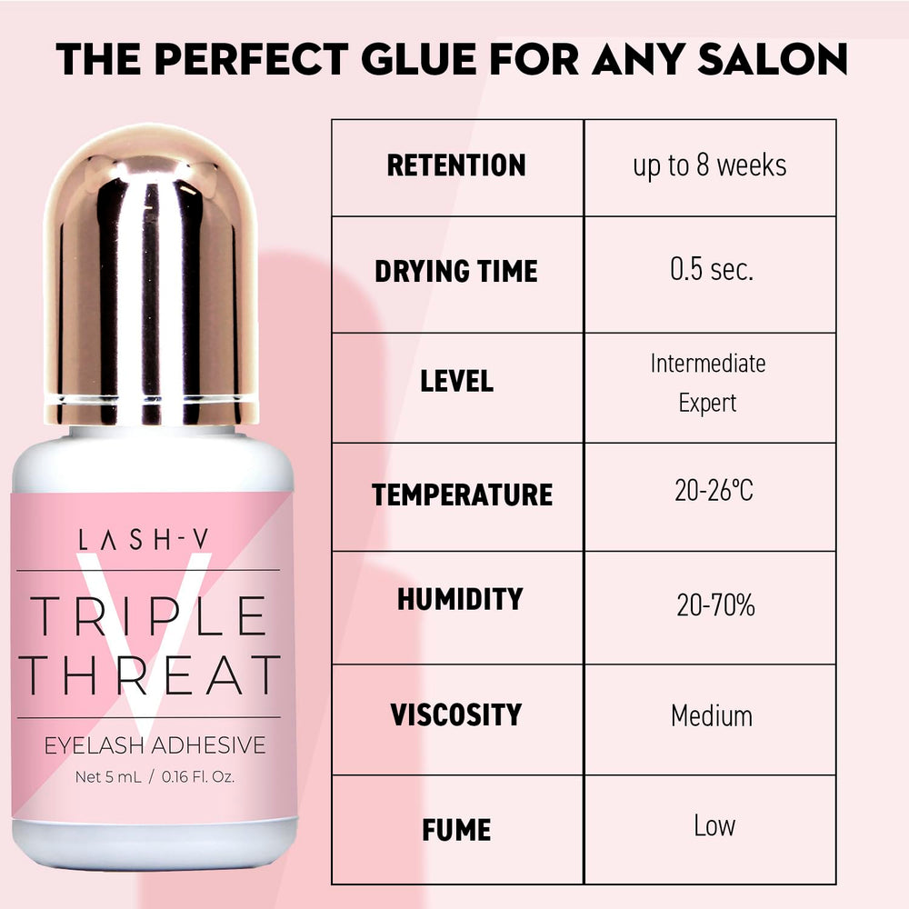 One V Salon Strong Triple Threat black glue applied for clean lash base and defined lines.