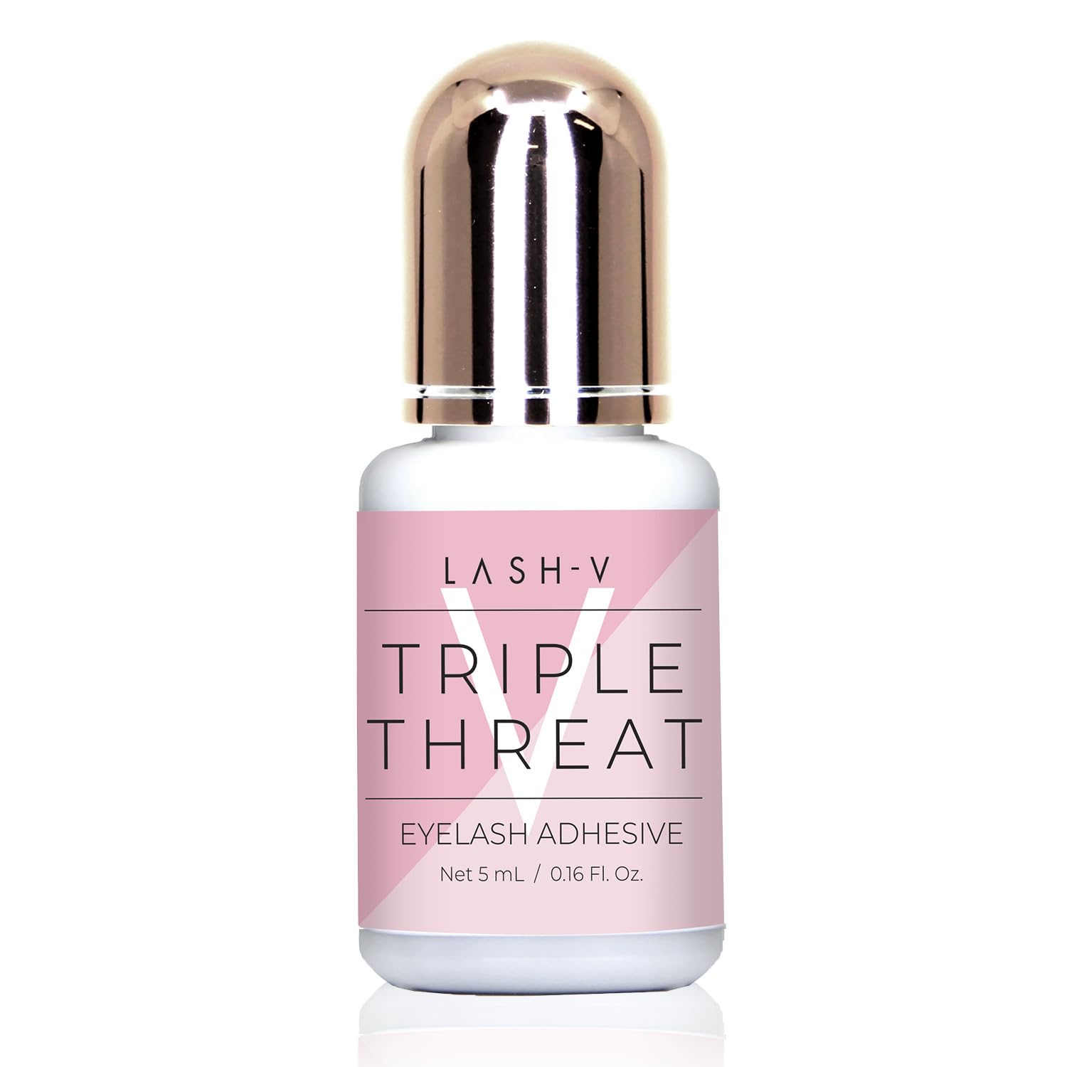 One V Salon Strong Triple Threat glue bottle cap close-up for precise bonding in pro lash work.