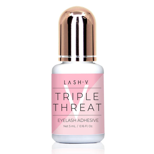 One V Salon Strong Triple Threat glue bottle cap close-up for precise bonding in pro lash work.