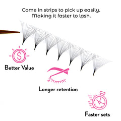 One V Salon thin-base fans create neat lash lines and lightweight wear.