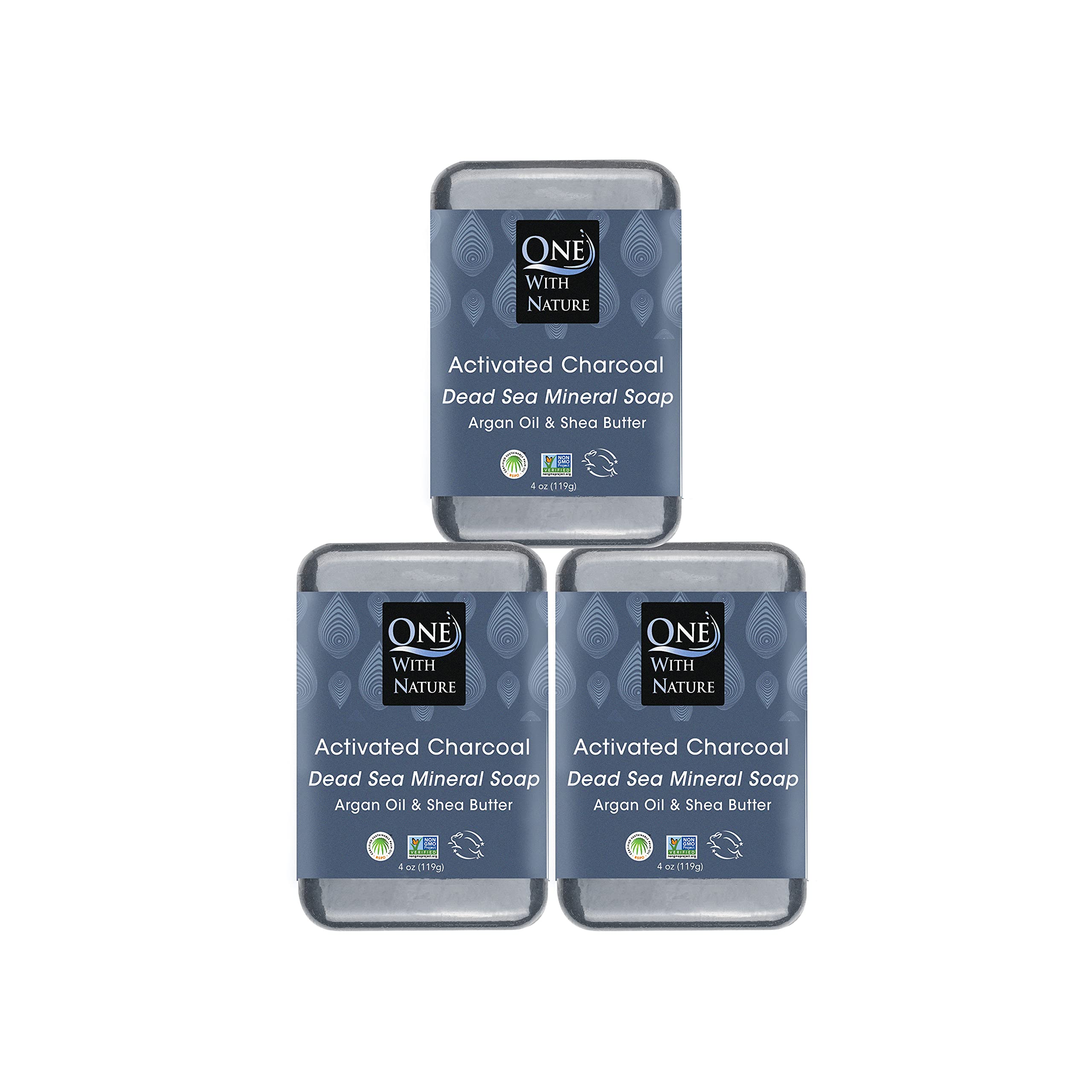 One With Nature Activated Charcoal Soap bar for detoxifying facial and body cleansing