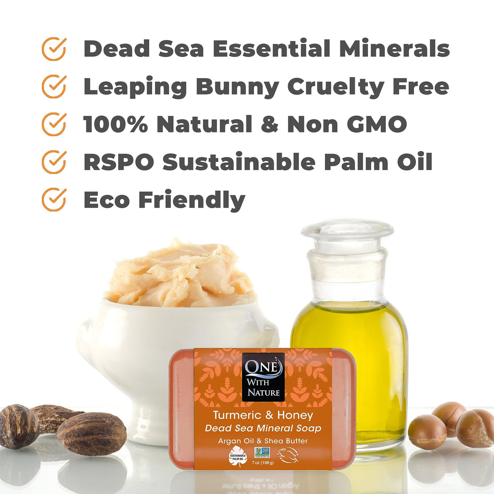 One With Nature Dead Sea minerals image highlights magnesium and zinc for balanced skin
