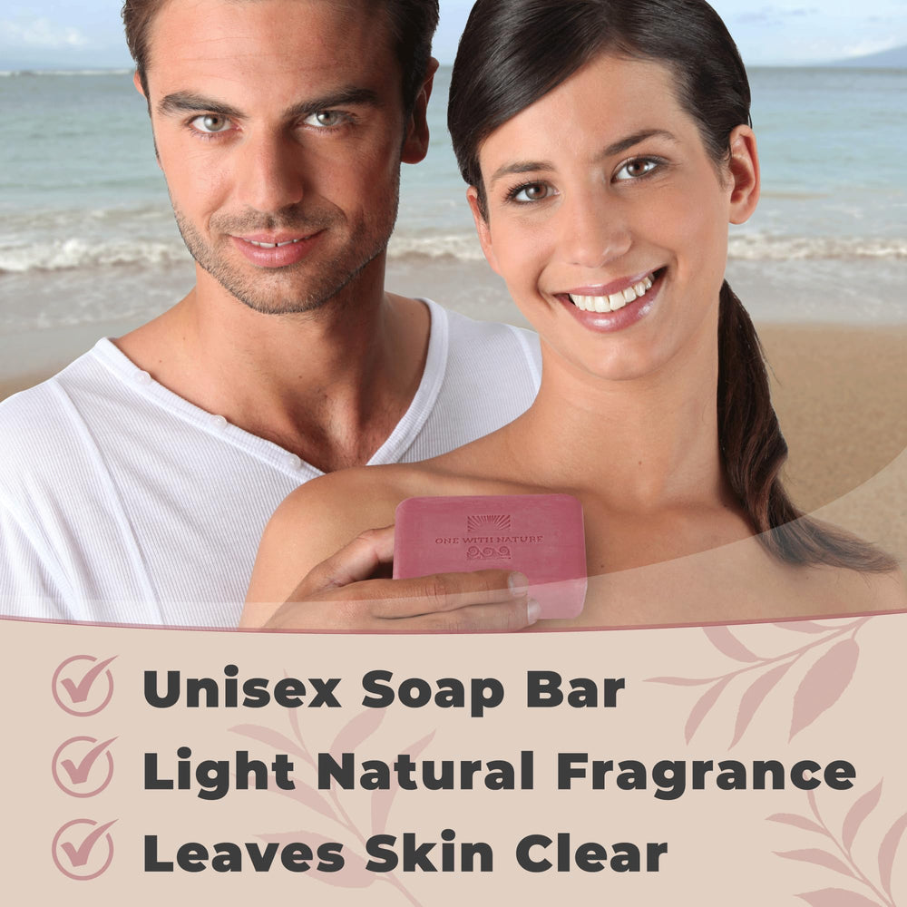 One With Nature Dead Sea Salt Sandalwood Soap three-pack packaging displayed for convenient gifting