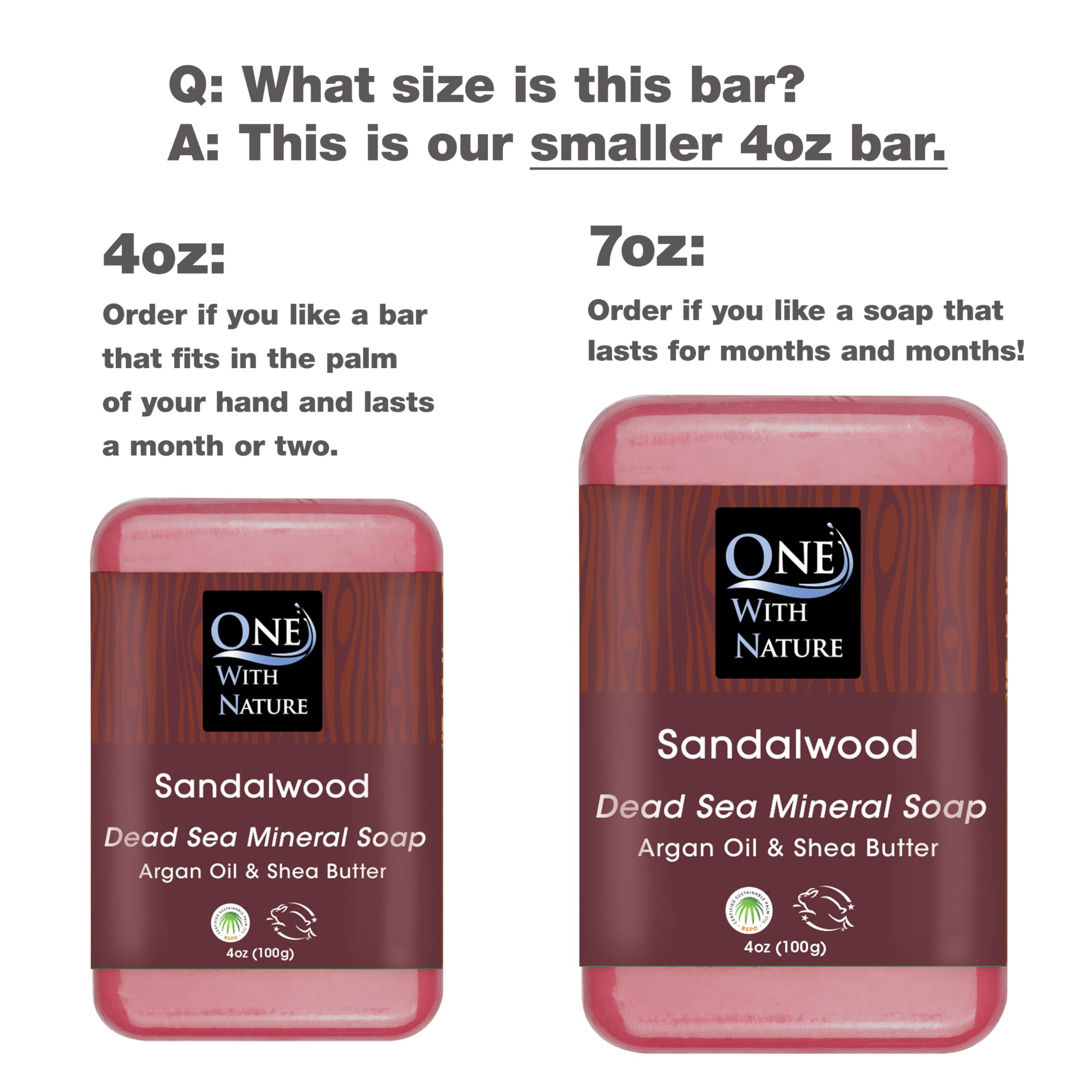 One With Nature Dead Sea Salt Sandalwood Soap on sink, exfoliating lather with sandalwood aroma