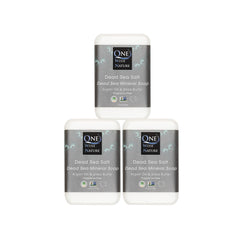 One With Nature Dead Sea Salt Soap close-up bar highlighting mineral-rich lather for gentle cleansing