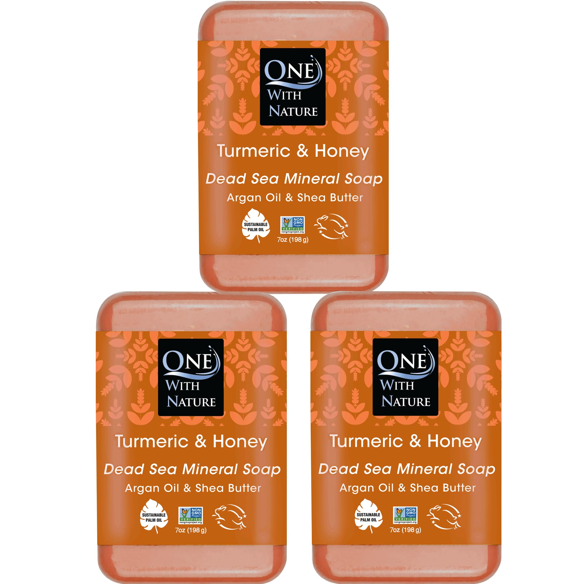 One With Nature Dead Sea Salt Turmeric Soap bar with minerals for smoother skin