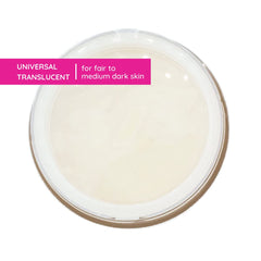 ONE/SIZE universal translucent powder texture appears silky on skin for even tone.