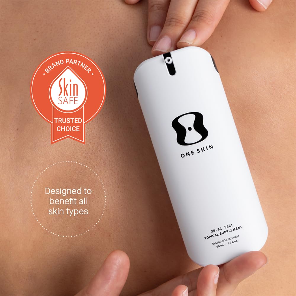 Close-up of OneSkin OS-01 face cream application, showcasing silky texture