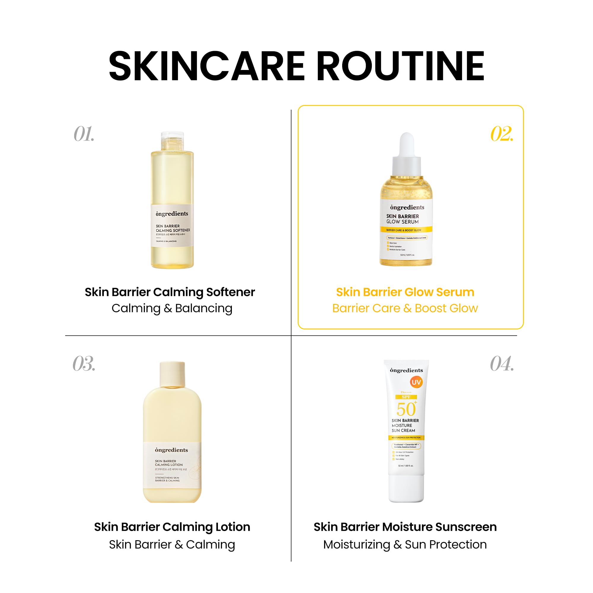 ONGREDIENTS Vegan Cruelty-Free Korean skincare label signals ethical formulation.