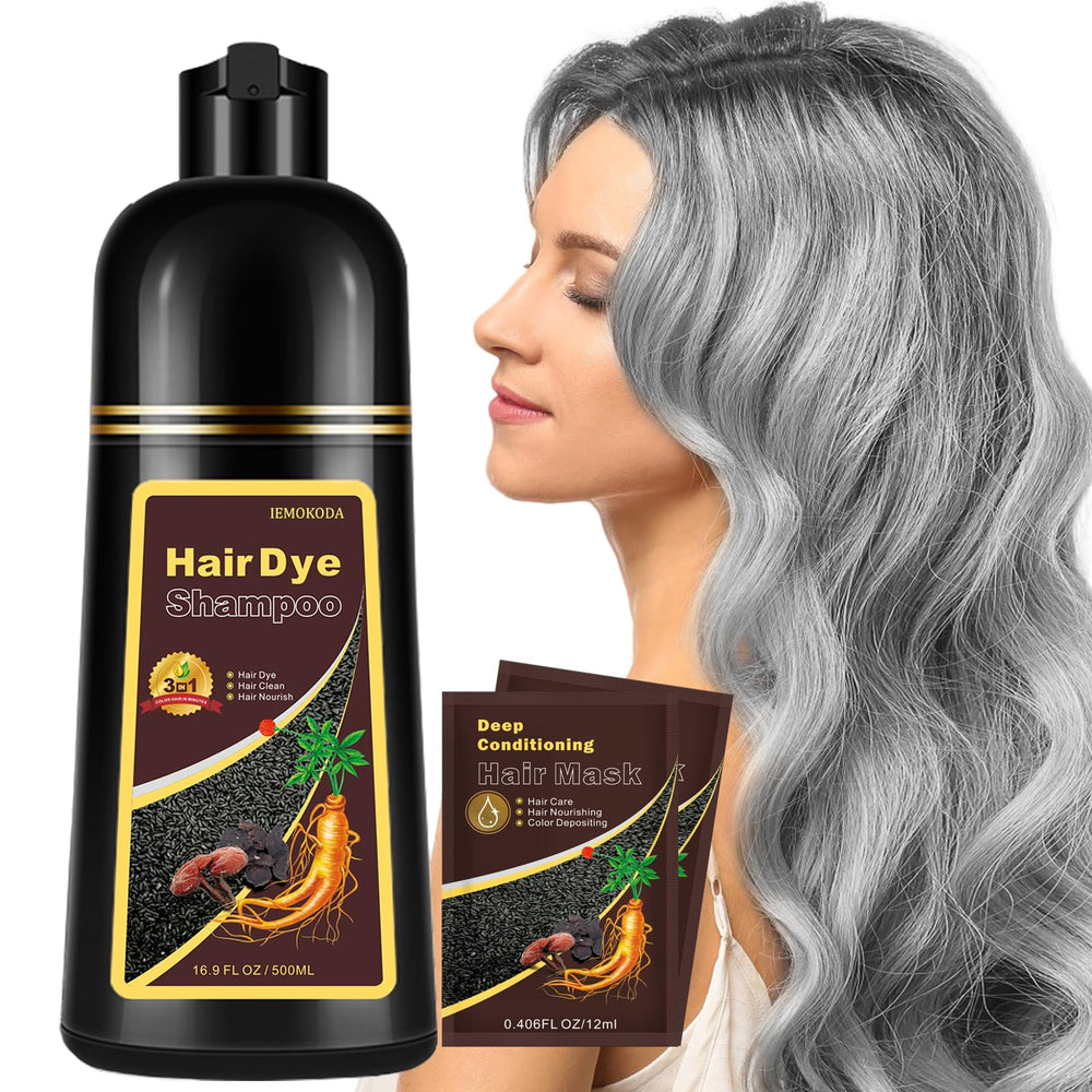 Onilyua Silver Hair Dye bottle pouring for natural instant color and ease.