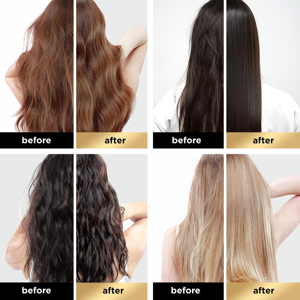 ONLY4HAIR applying mask on hair, smoothing strands for shine