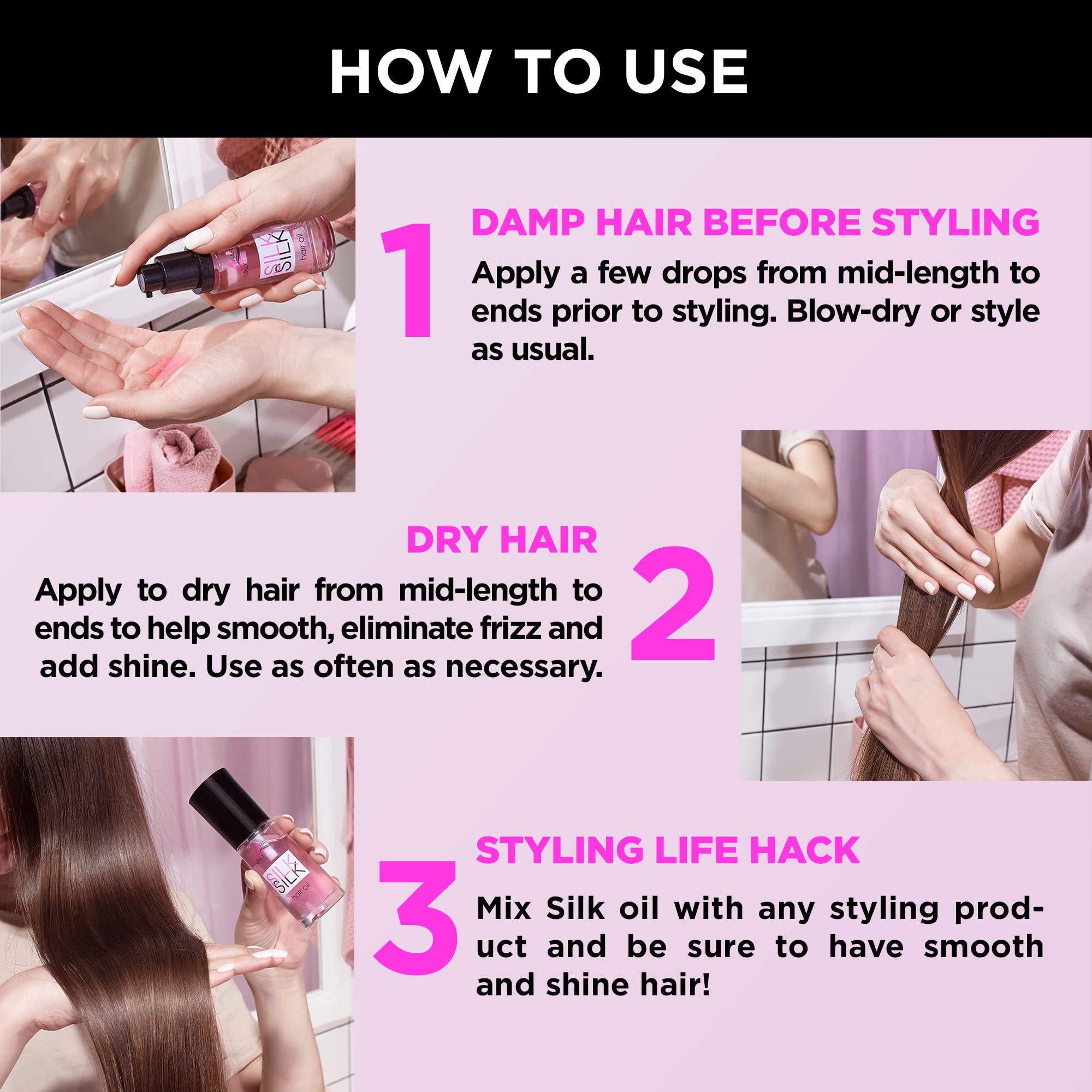 ONLY4HAIR Silk Hair Oil image showing split end smoothing on damaged hair