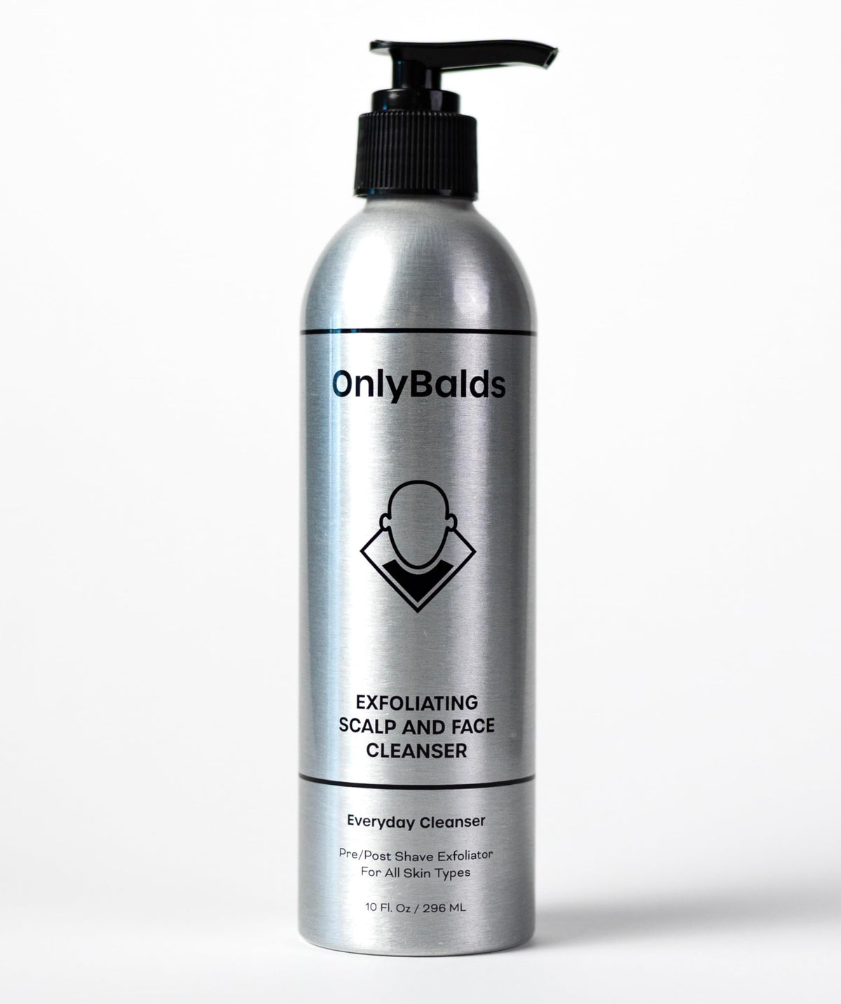 OnlyBalds Exfoliating Scalp Cleanser bottle front for premium grooming prep