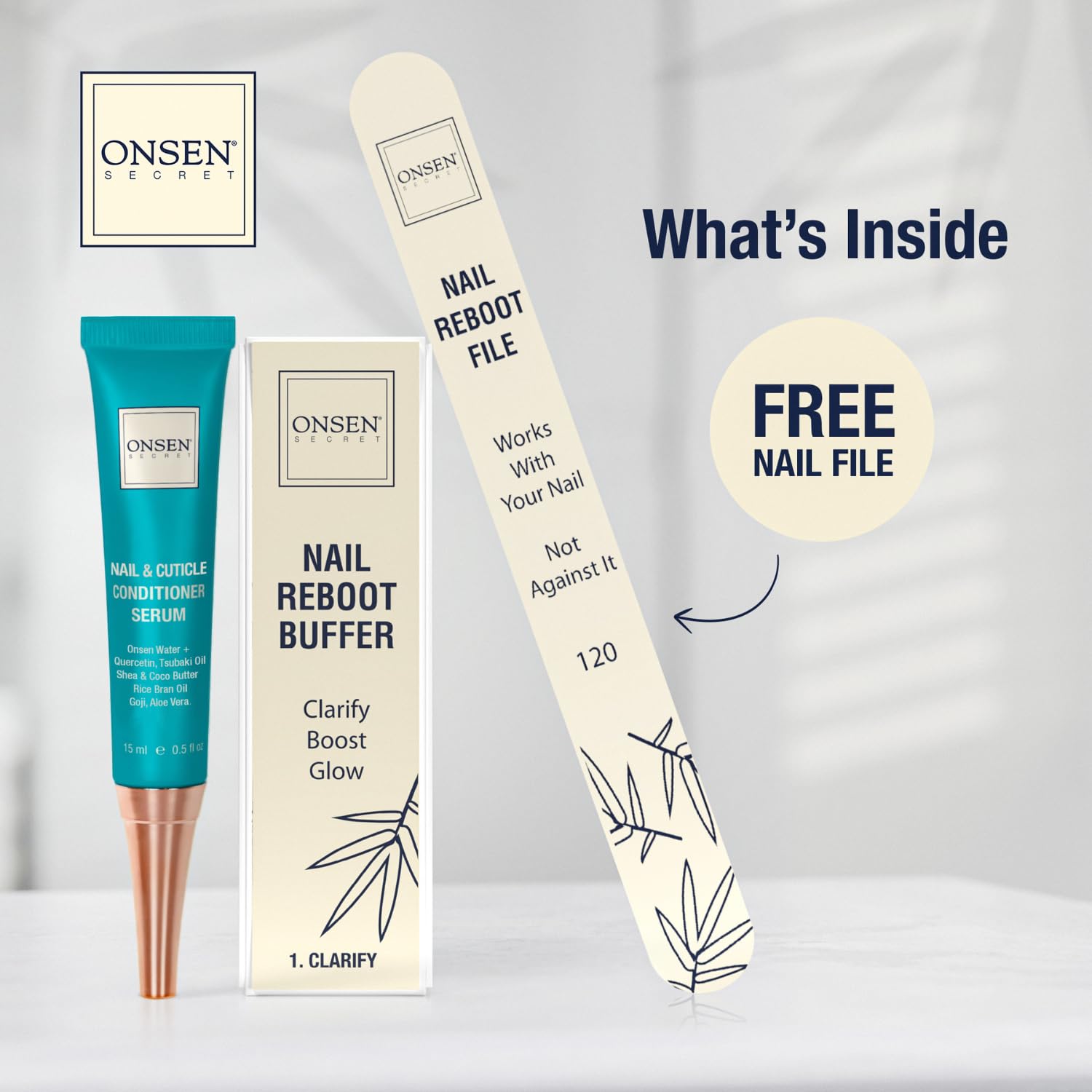 Onsen Secret cuticle cream bottle ready for at-home hydration.