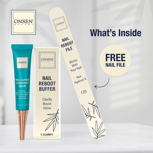 Onsen Secret cuticle cream bottle ready for at-home hydration.