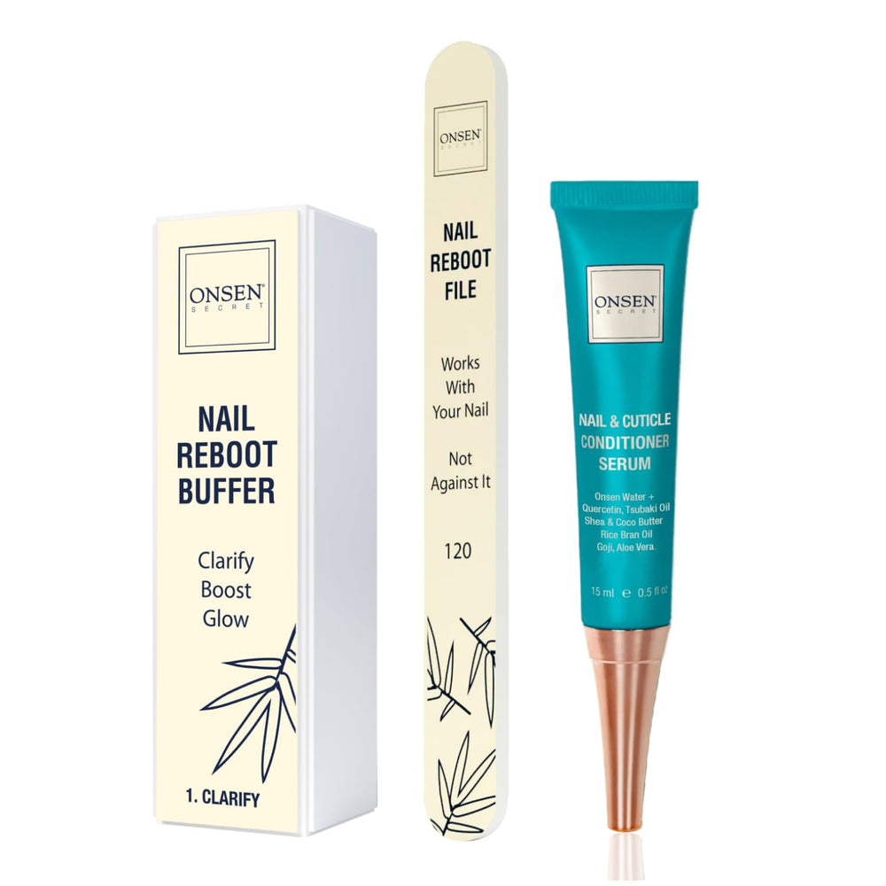Onsen Secret Cuticle Cream Bundle shown with all components for nail care.