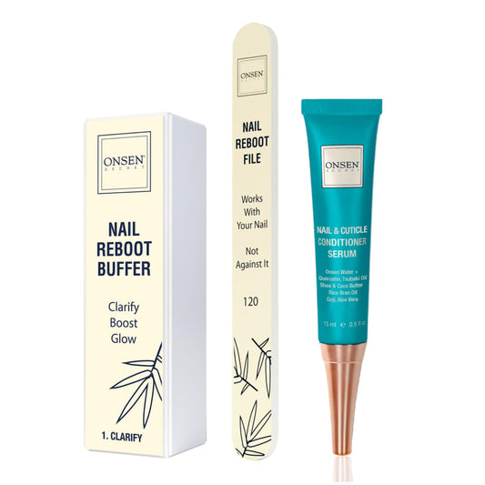 Onsen Secret Cuticle Cream Bundle shown with all components for nail care.