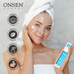 Onsen Secret packaging display emphasizes premium eco-friendly packaging