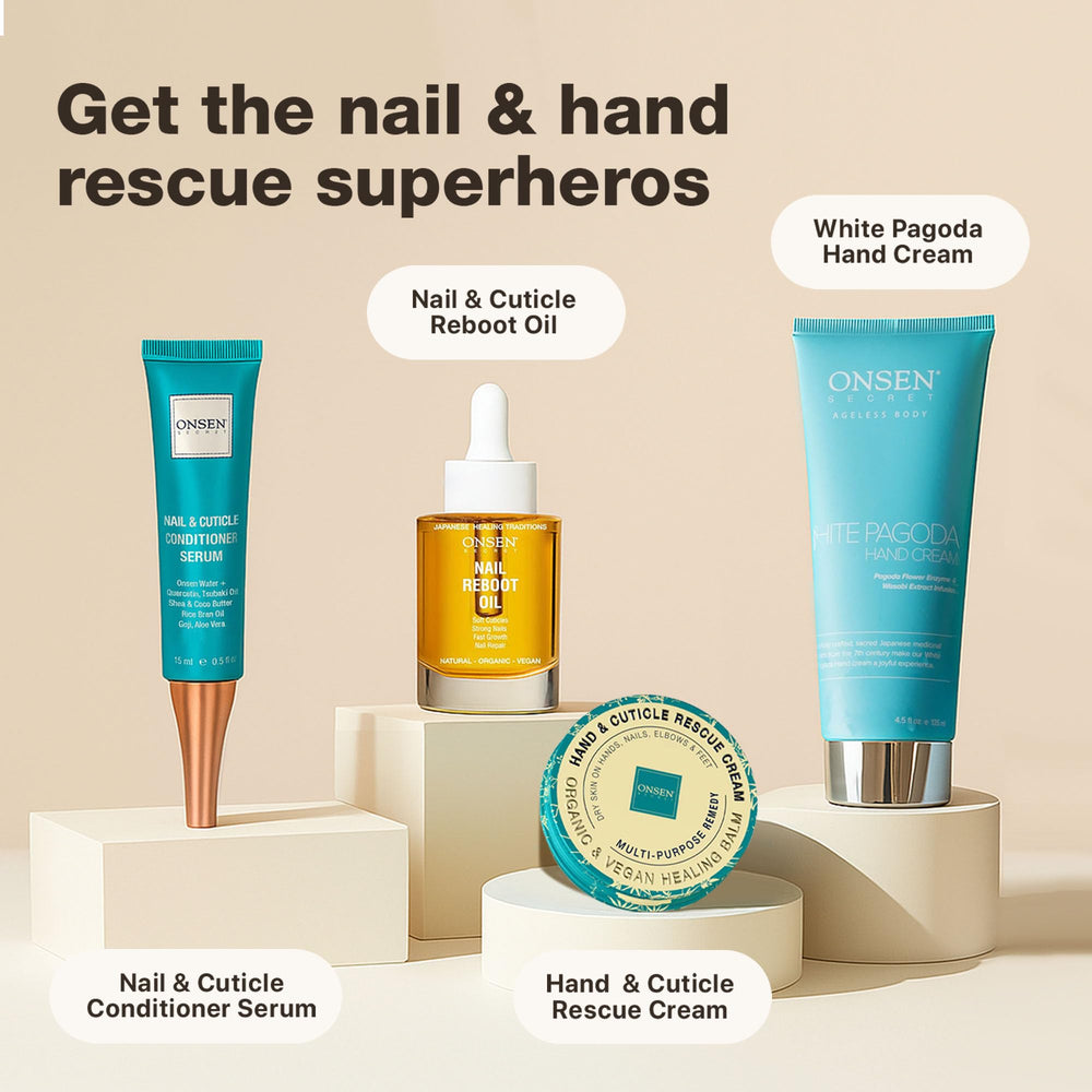 Onsen Secret rosehip oil softens cuticles and surrounding skin