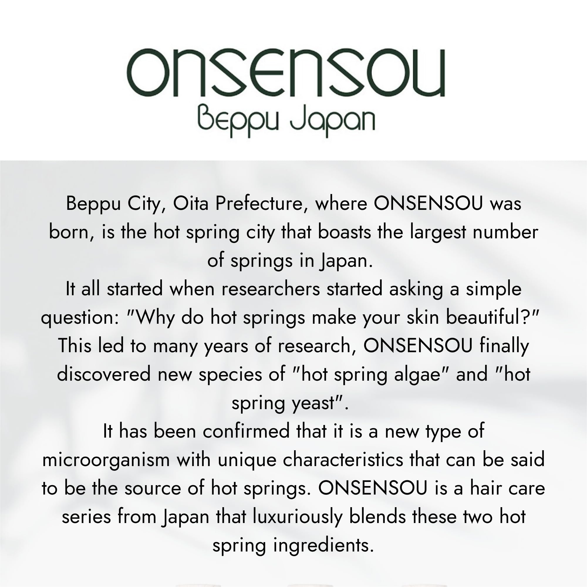 ONSENSOU Japanese tech packaging with sustainable bottle design.