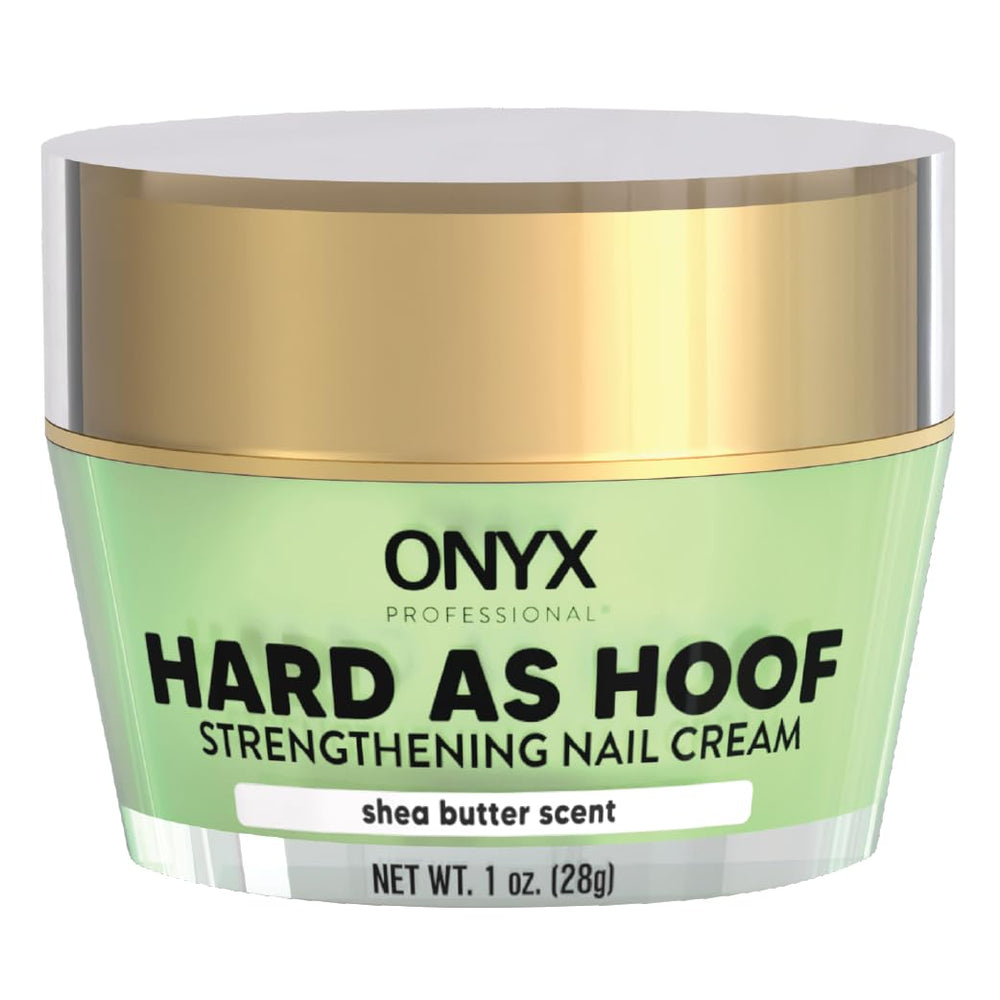 Onyx Professional Hard as Hoof bottle close-up showing nourishing formula for stronger nails.