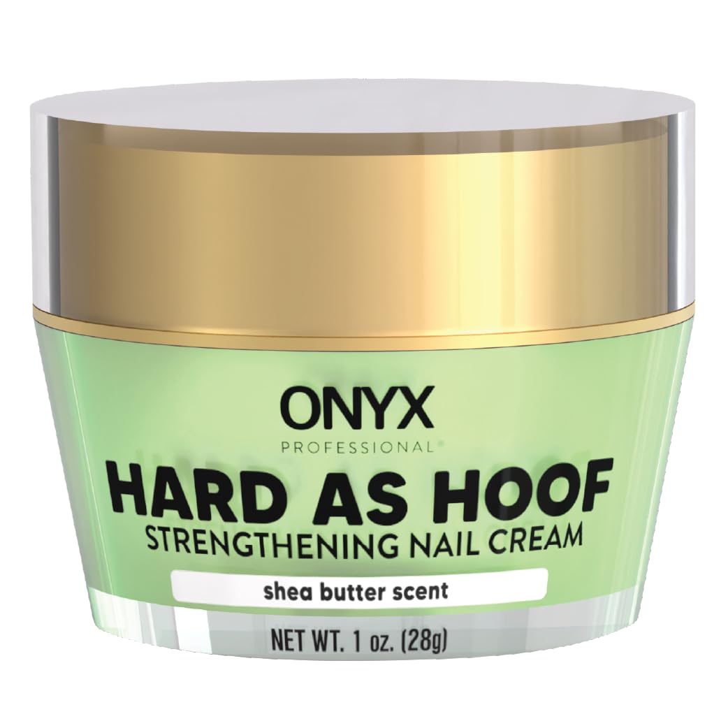 Onyx Professional Hard as Hoof bottle close-up showing nourishing formula for stronger nails.