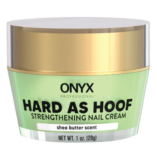 Onyx Professional Hard as Hoof bottle close-up showing nourishing formula for stronger nails.