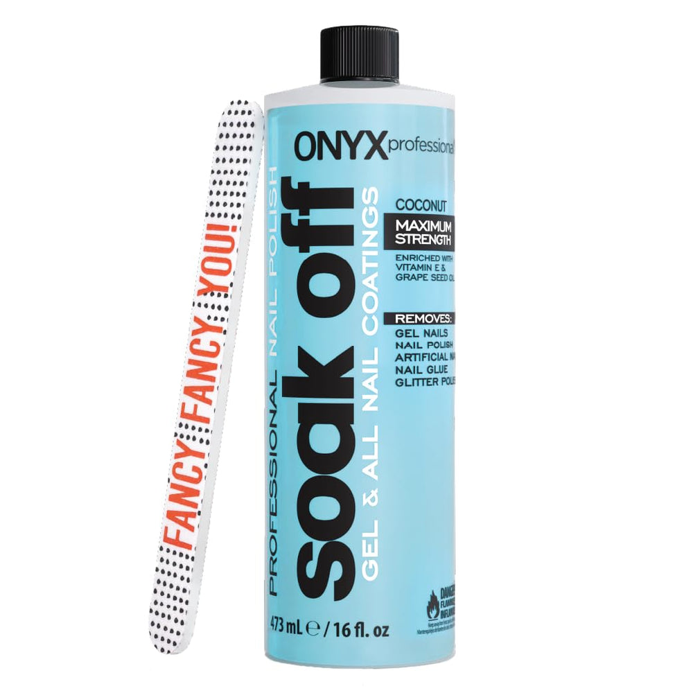 Onyx remover kit includes a handy nail file for at-home mani