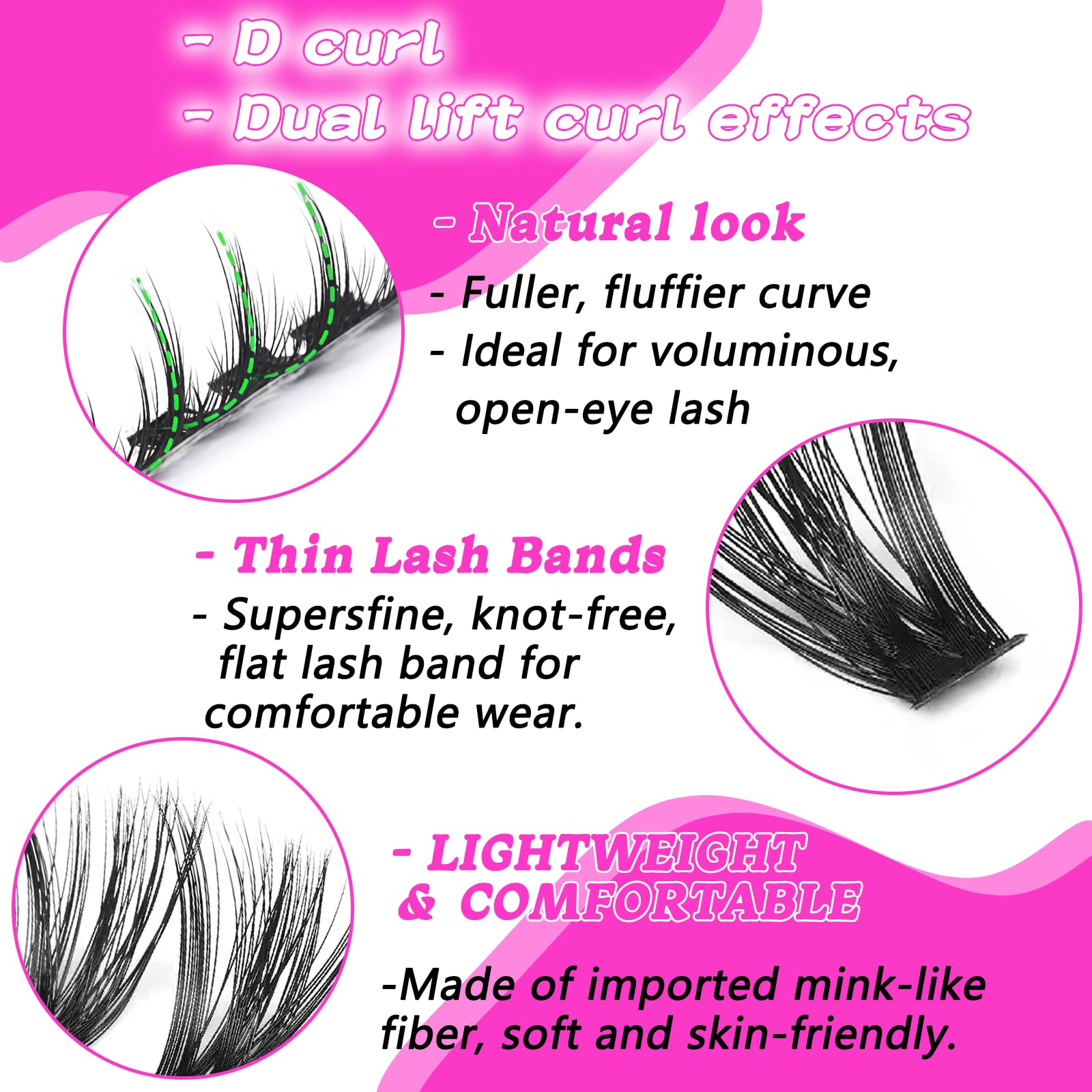 OOPPOO lash clusters soft fiber feel for natural comfort