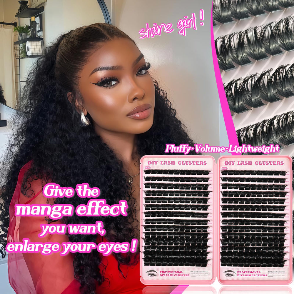 OOPPOO Manga Lash Clusters realistic 200D fiber mimics natural lashes.