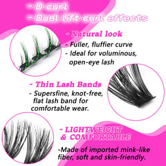 OOPPOO Manga Lash Clusters soft real-fiber texture blends with natural lashes.