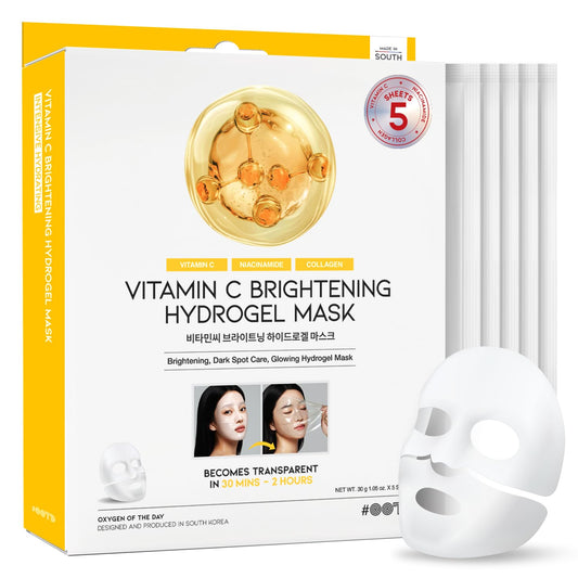 OOTD vitamin C collagen hydrogel mask box with five masks for at-home pampering.