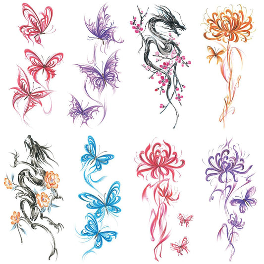 Oottati butterfly arm tattoo in bright colors for a festive look