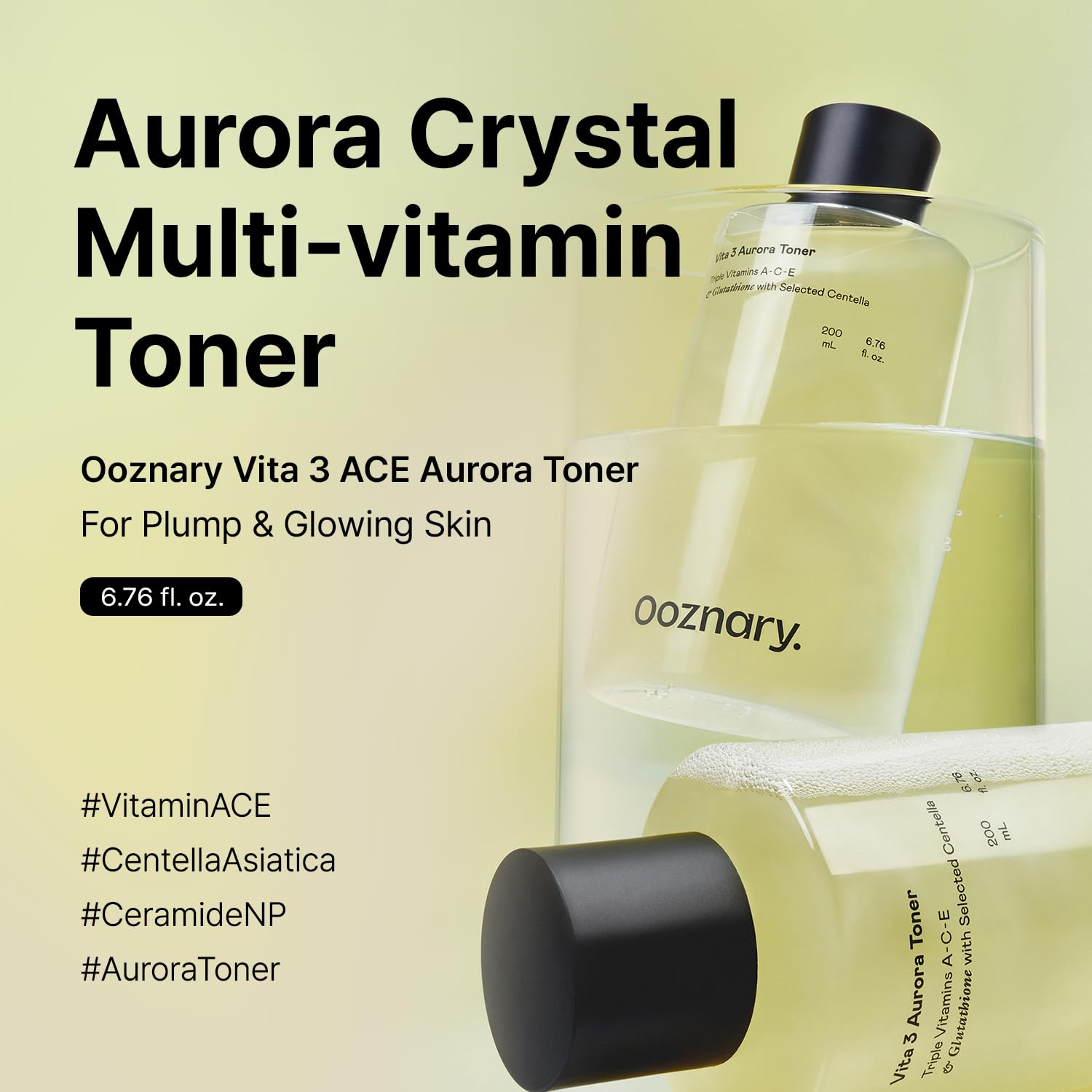 OOZNARY Vita 3 Aurora toner aurora crystals close-up highlighting hydration